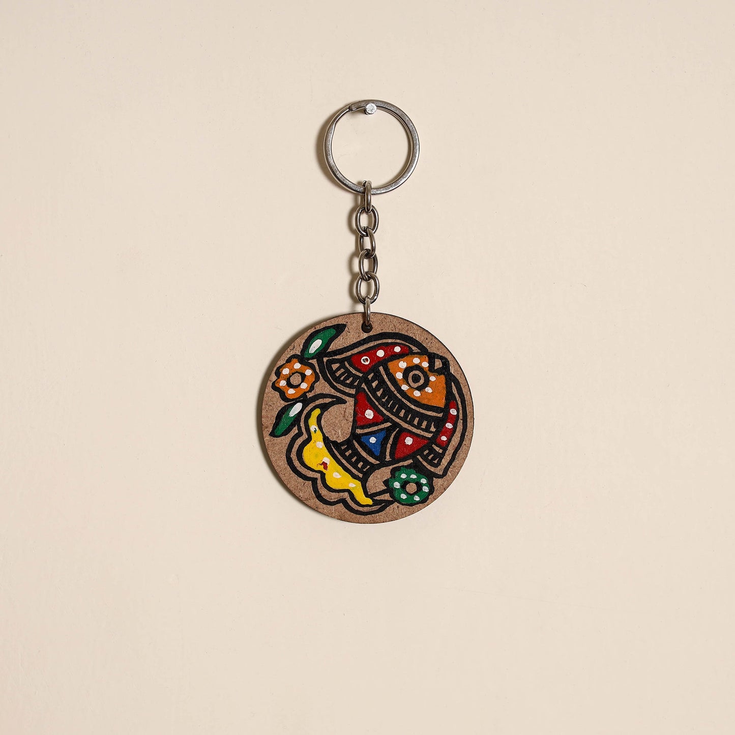 Madhubani handpainted wooden keychain 11 - handcrafted