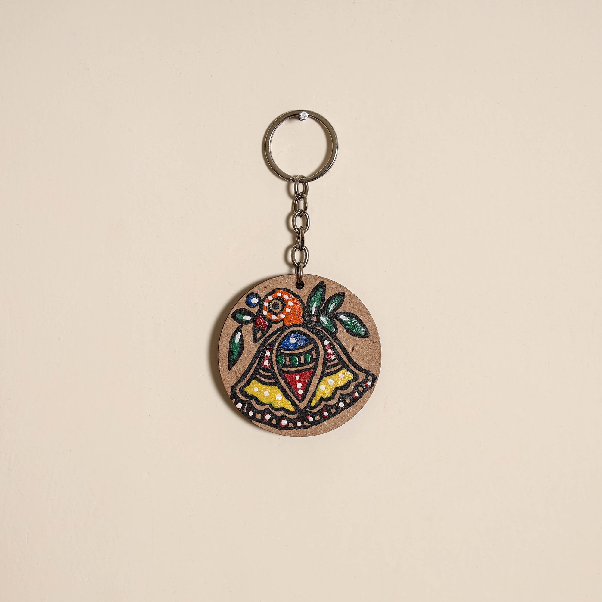 Madhubani handpainted wooden keychain 12 - handcrafted
