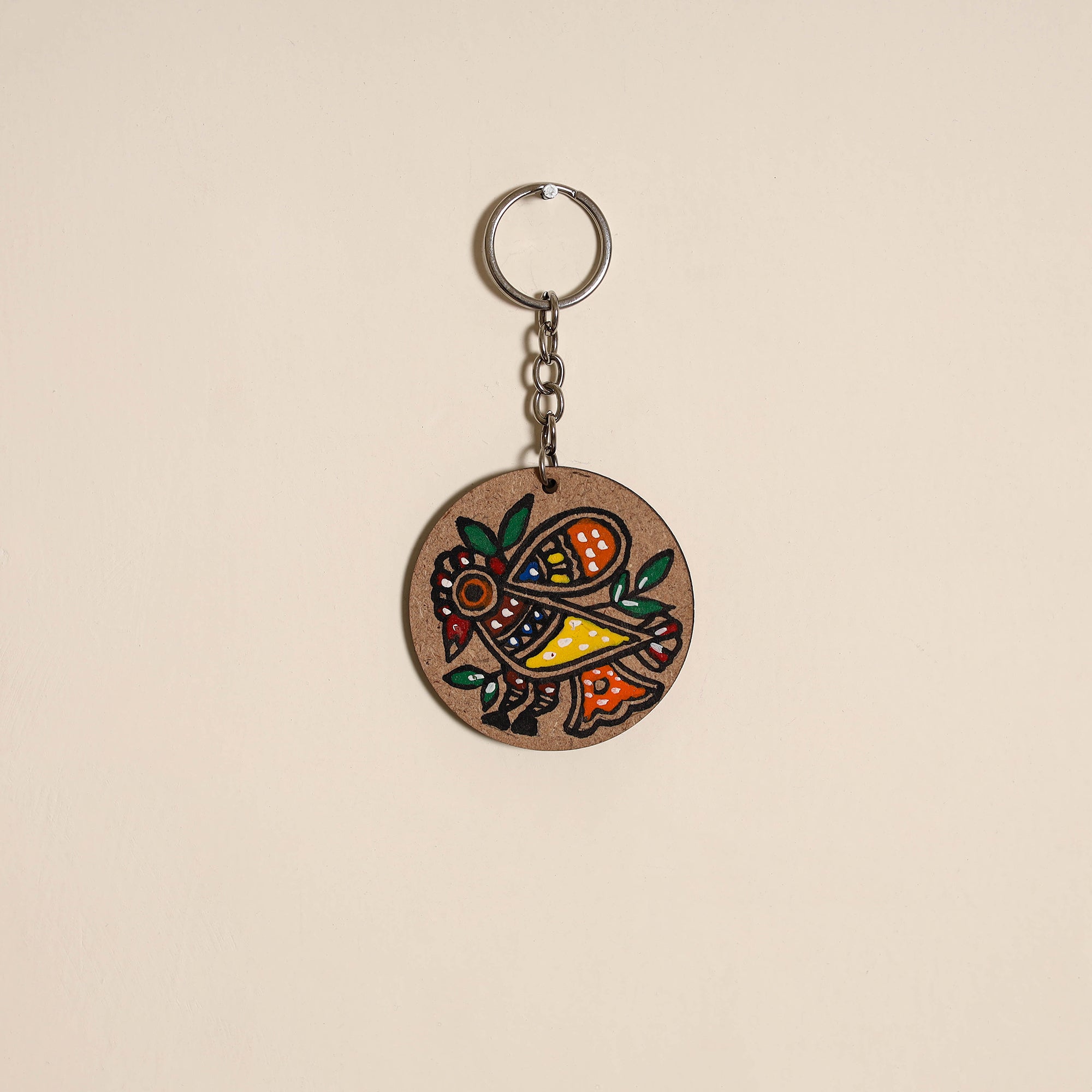 Madhubani handpainted wooden keychain 13 - handcrafted