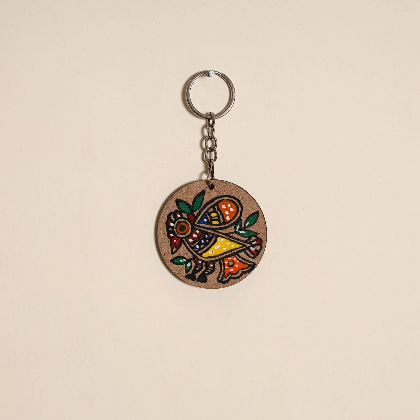 Madhubani handpainted wooden keychain 13 - handcrafted