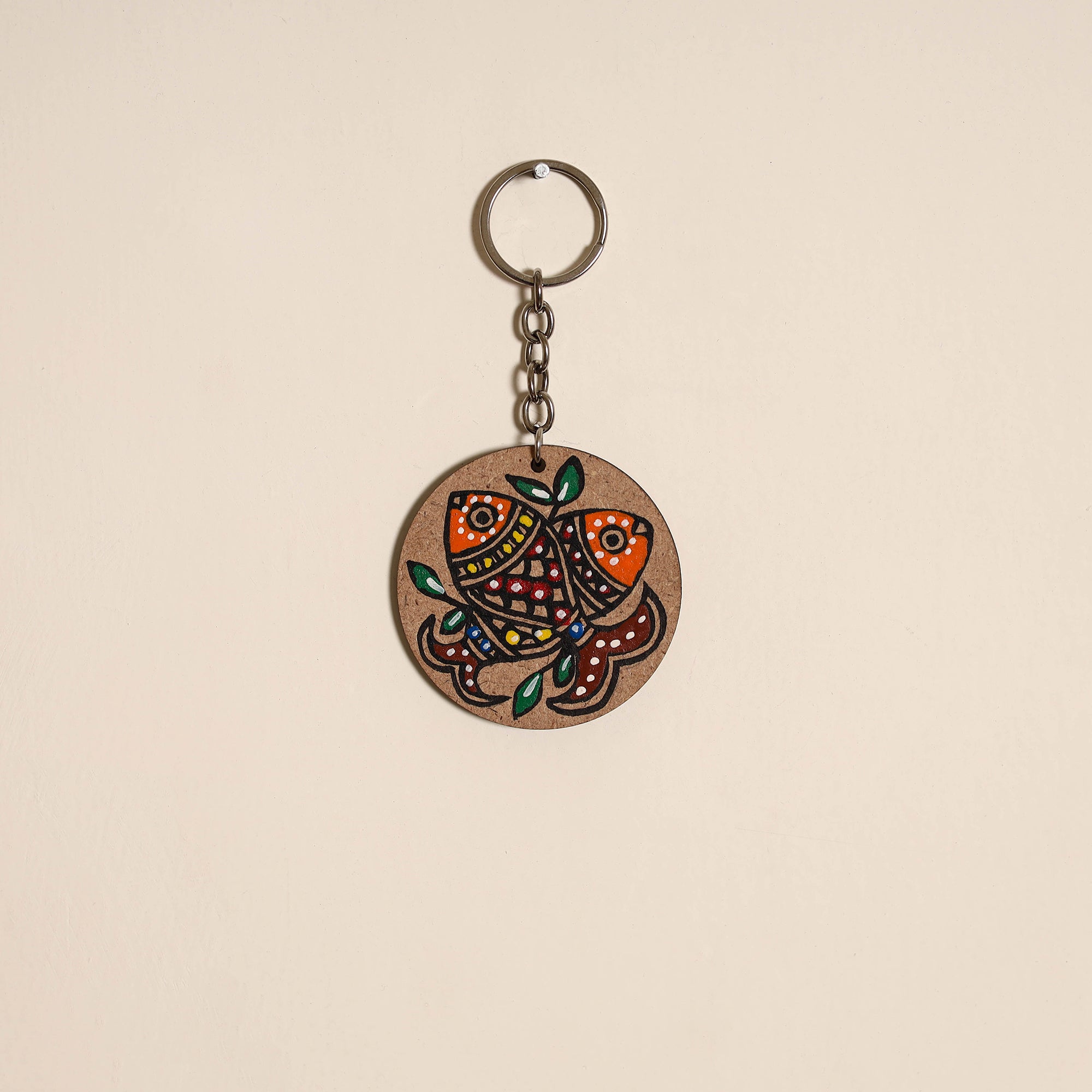 Madhubani handpainted wooden keychain 15 - handcrafted