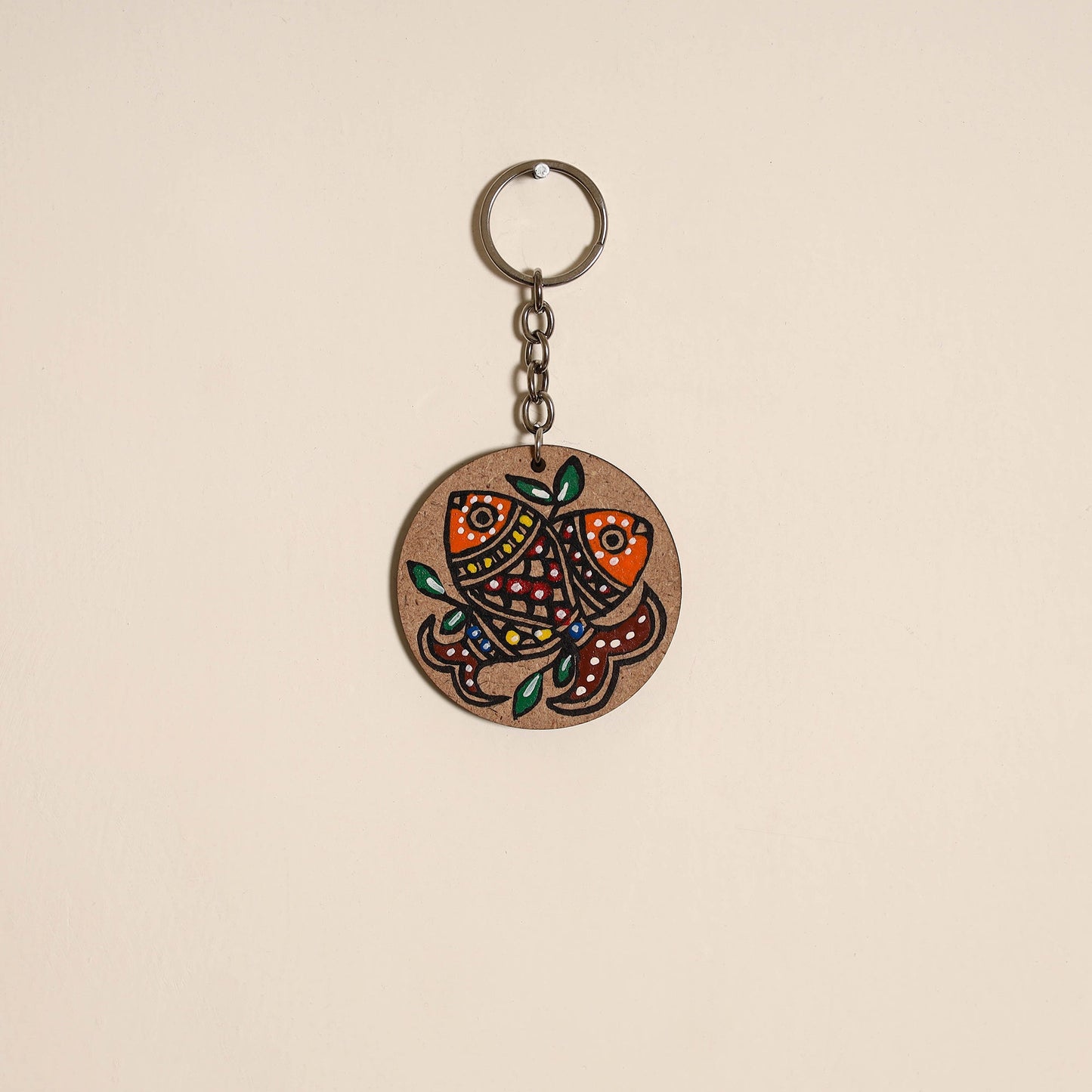 Madhubani handpainted wooden keychain 15 - handcrafted