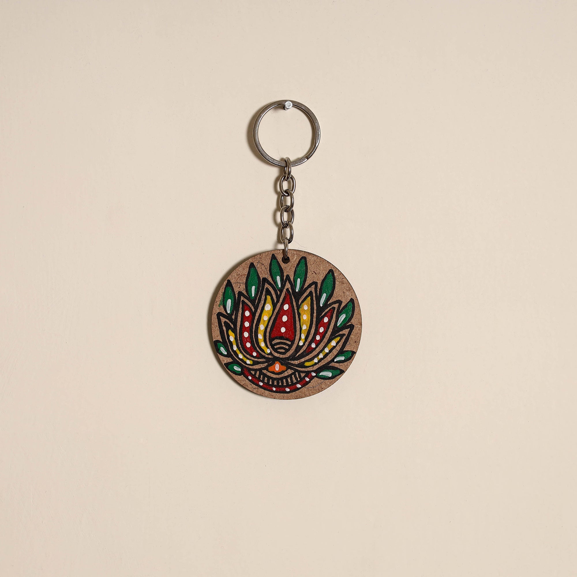 Madhubani handpainted wooden keychain 16 - handcrafted