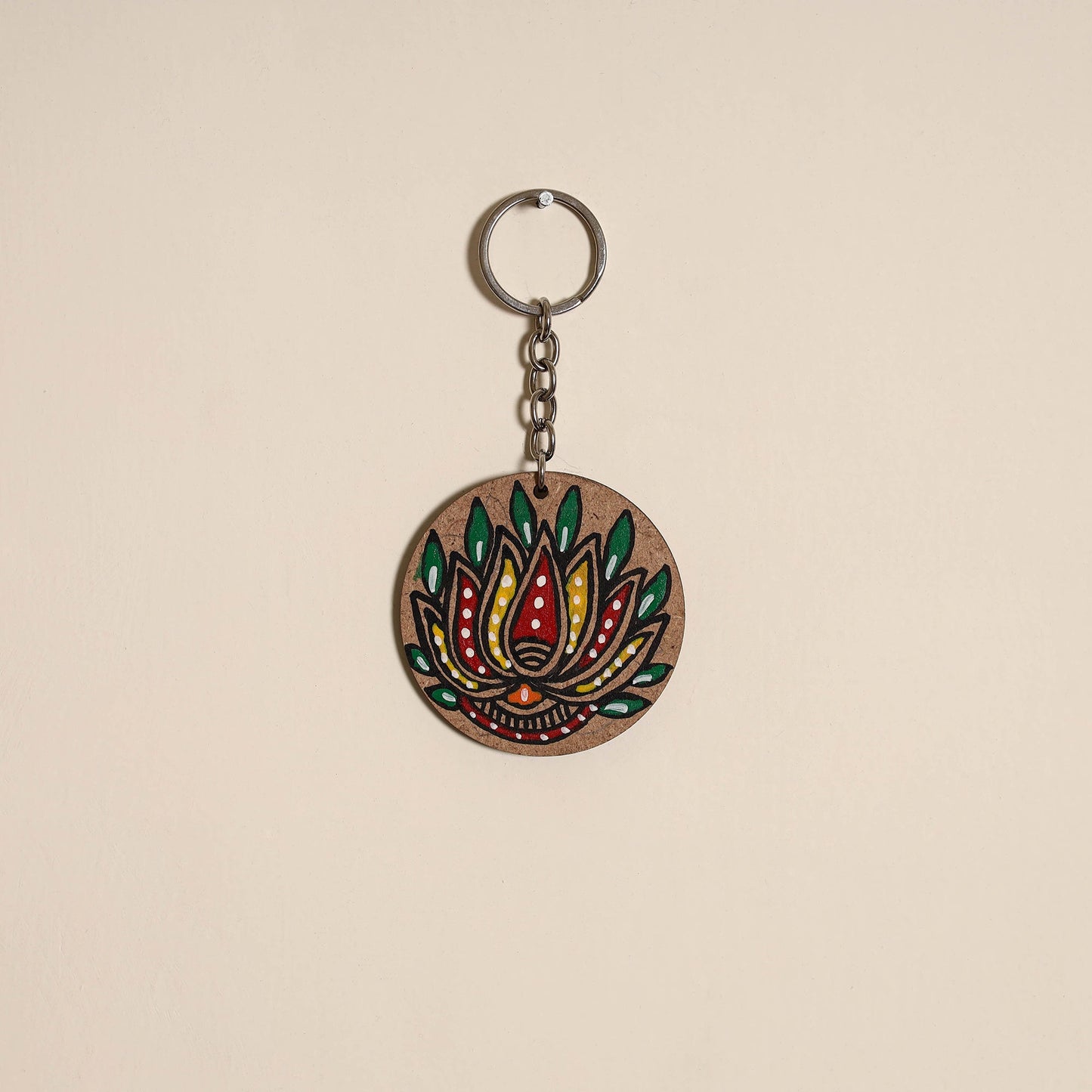 Madhubani handpainted wooden keychain 16 - handcrafted