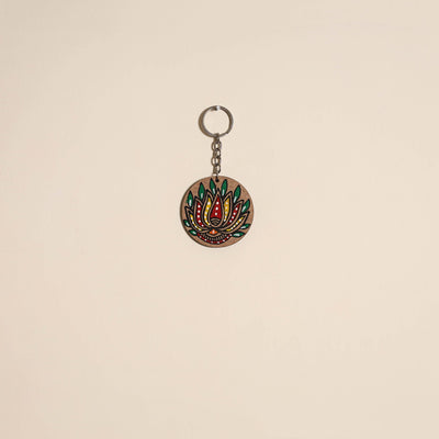 Madhubani handpainted wooden keychain 16 - handcrafted