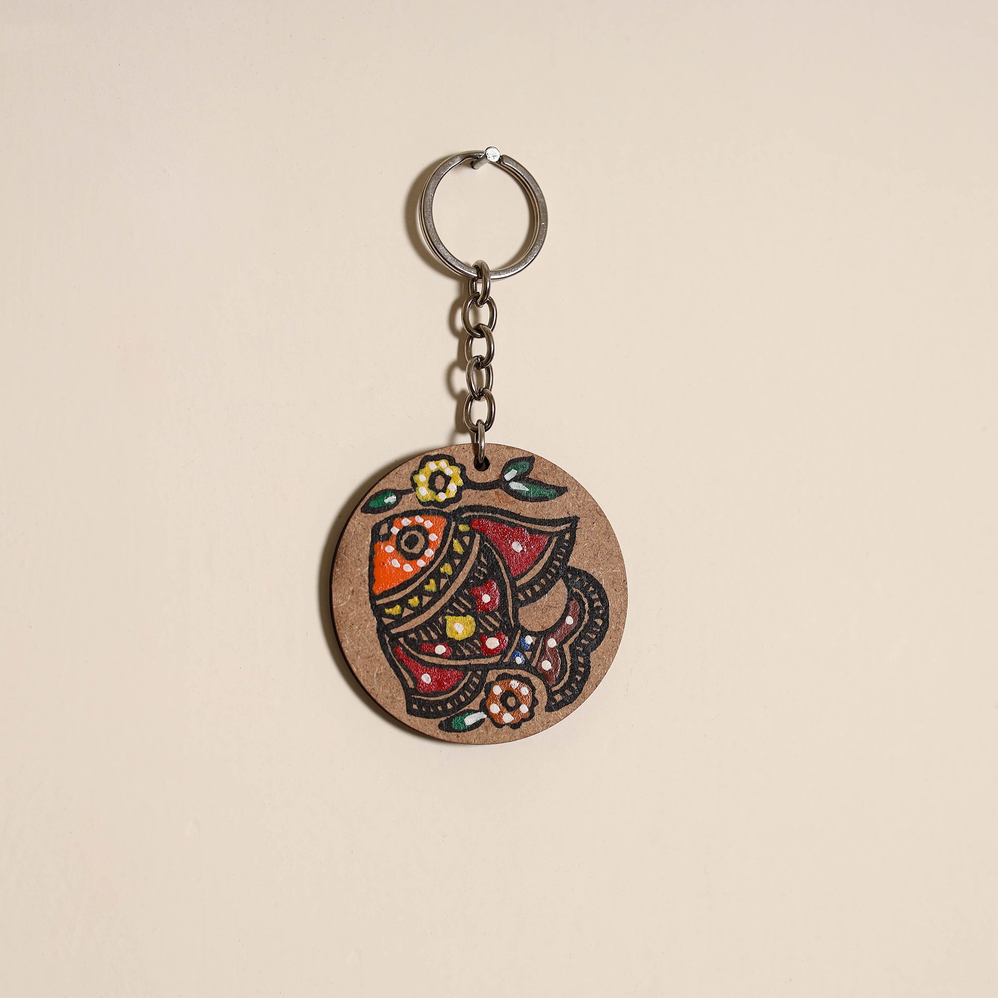 Madhubani handpainted wooden keychain 17 - handcrafted