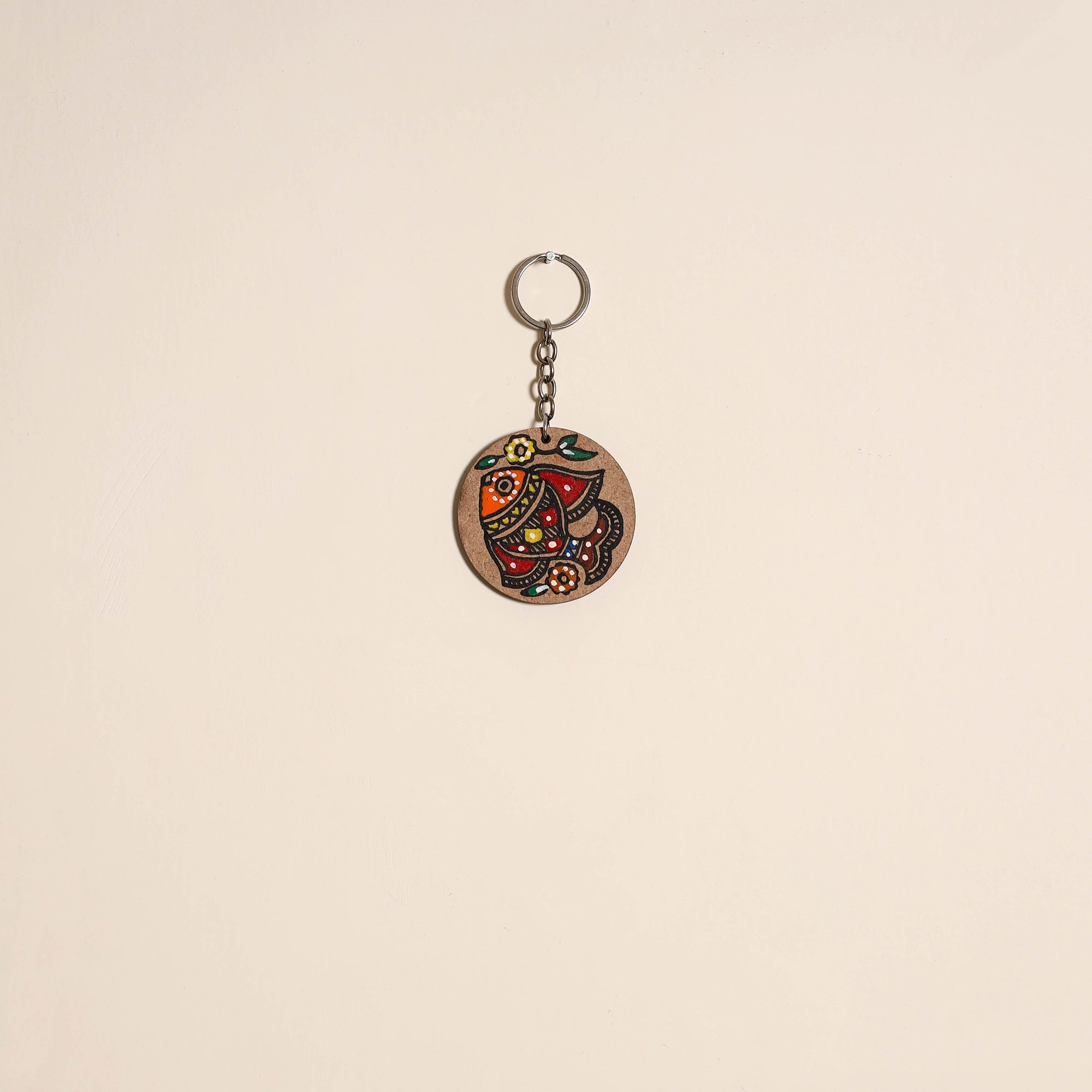 Madhubani handpainted wooden keychain 17 - handcrafted