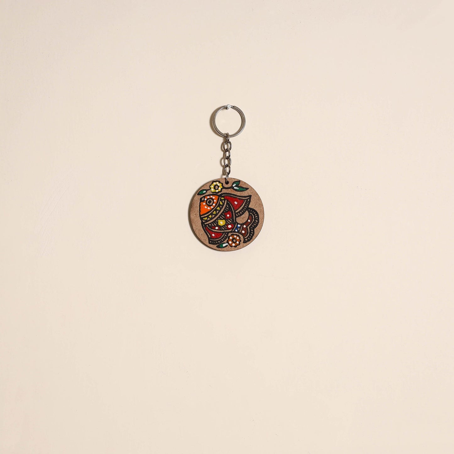 Madhubani handpainted wooden keychain 17 - handcrafted