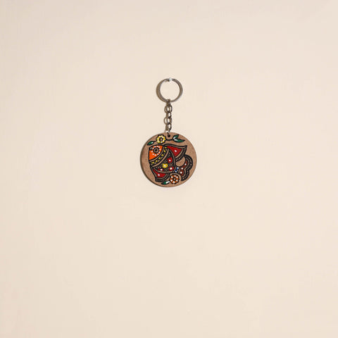 Madhubani handpainted wooden keychain 17 - handcrafted
