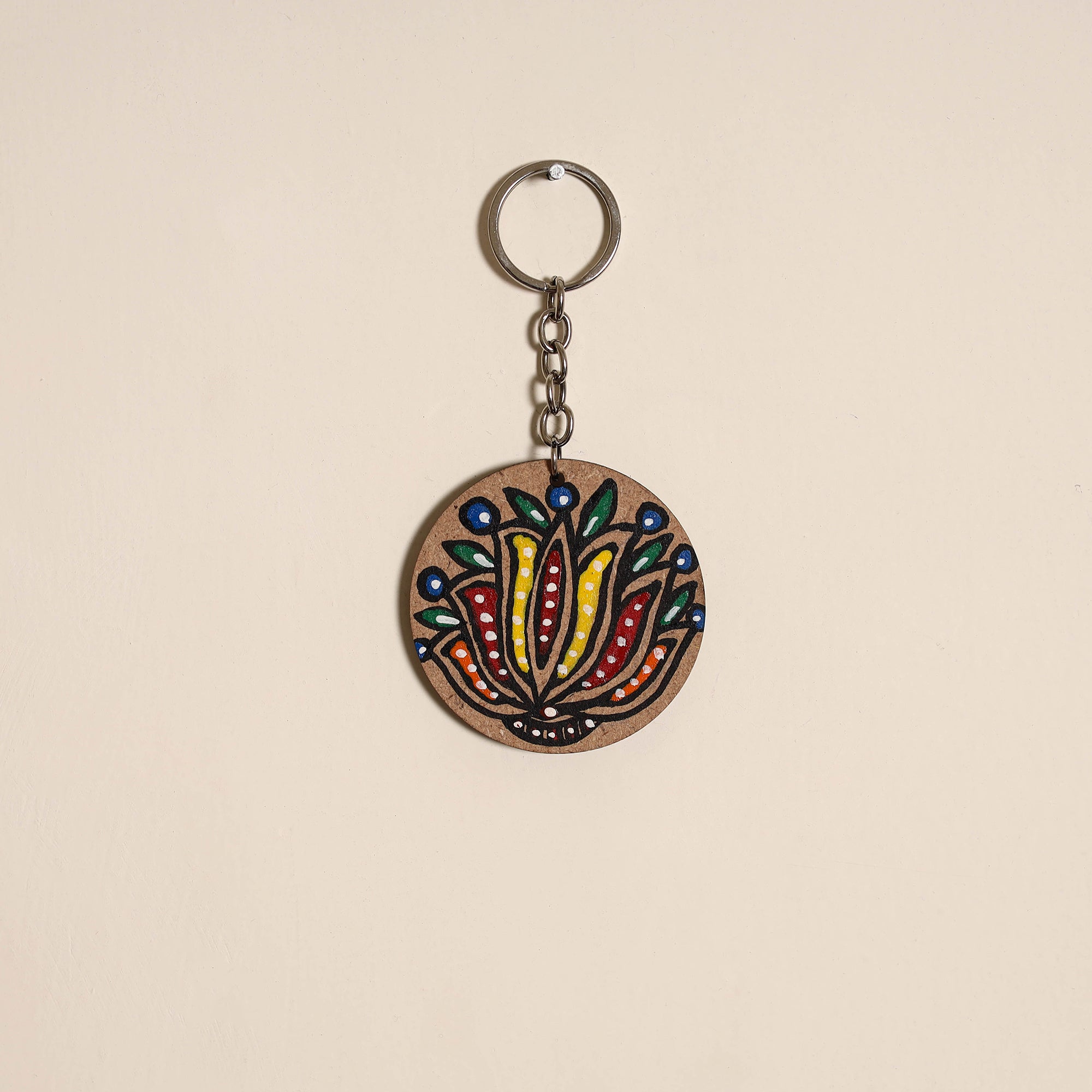 Madhubani handpainted wooden keychain 18 - handcrafted