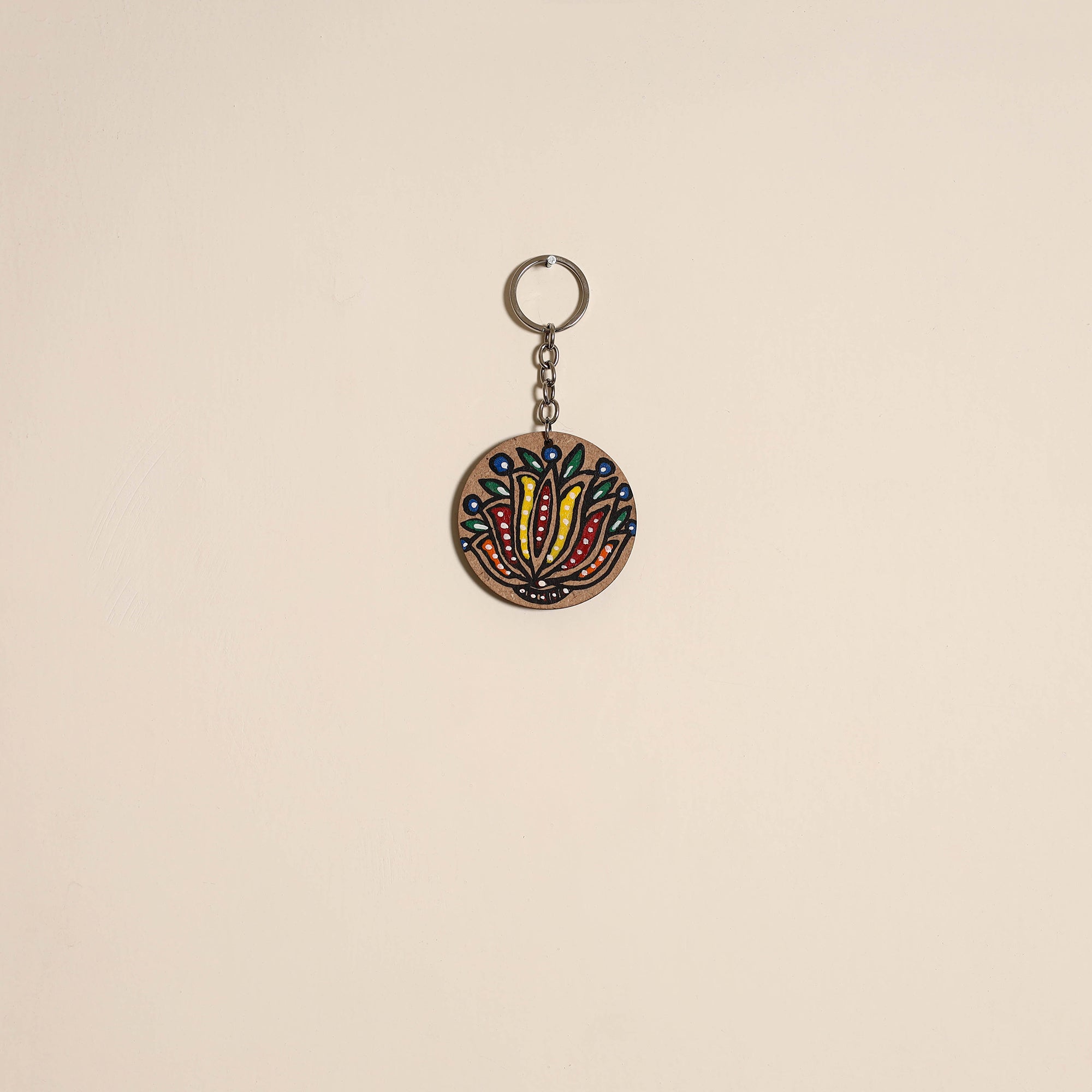 Madhubani handpainted wooden keychain 18 - handcrafted