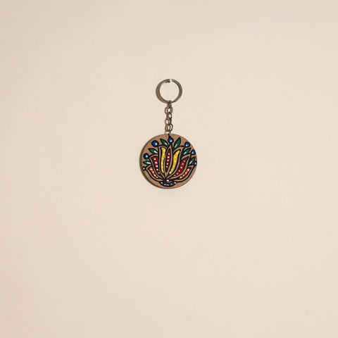 Madhubani handpainted wooden keychain 18 - handcrafted