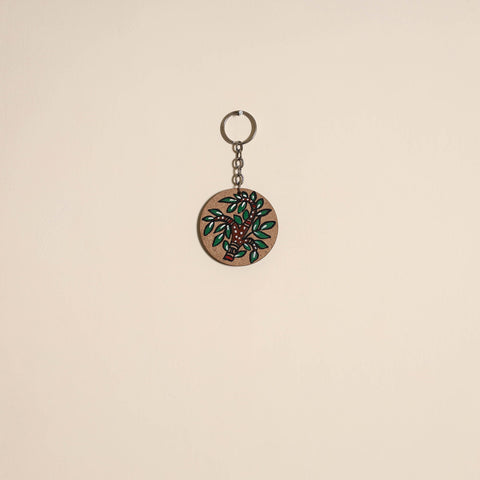 Madhubani handpainted wooden keychain 19 - handcrafted