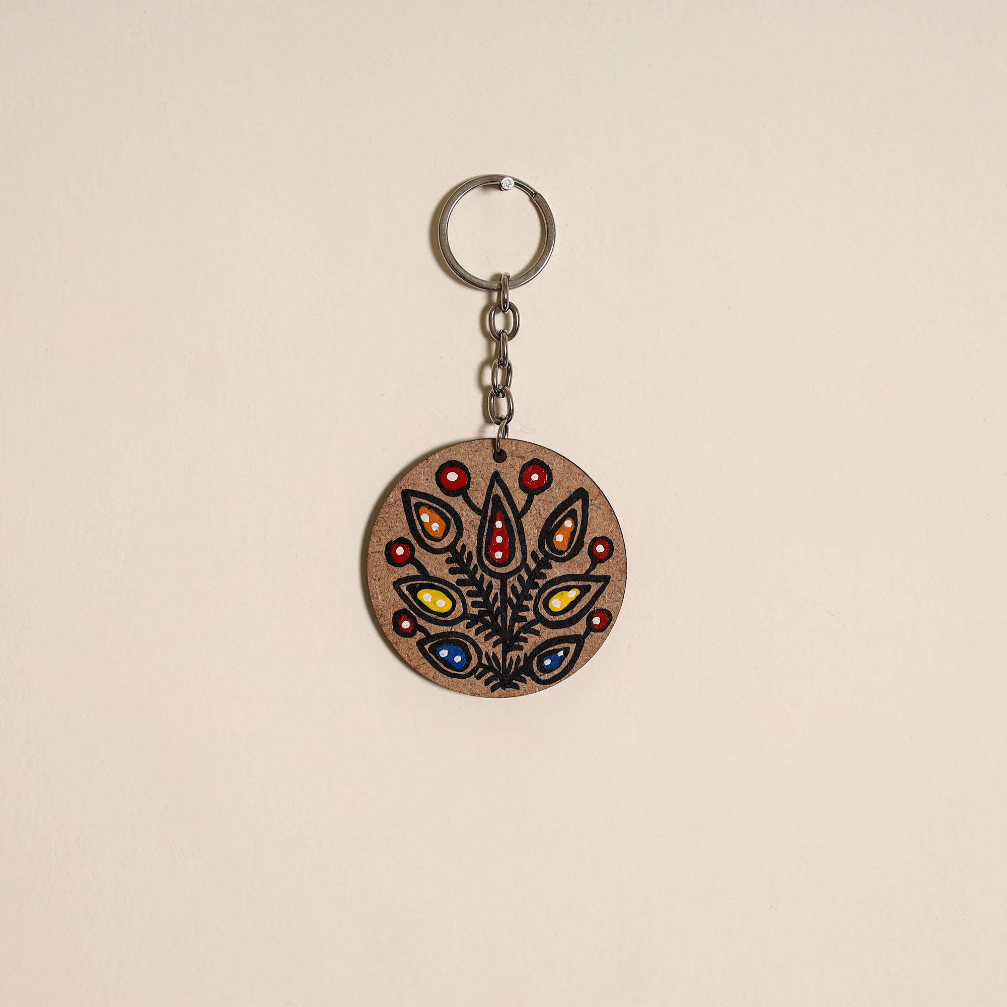 Madhubani handpainted wooden keychain 20 - handcrafted