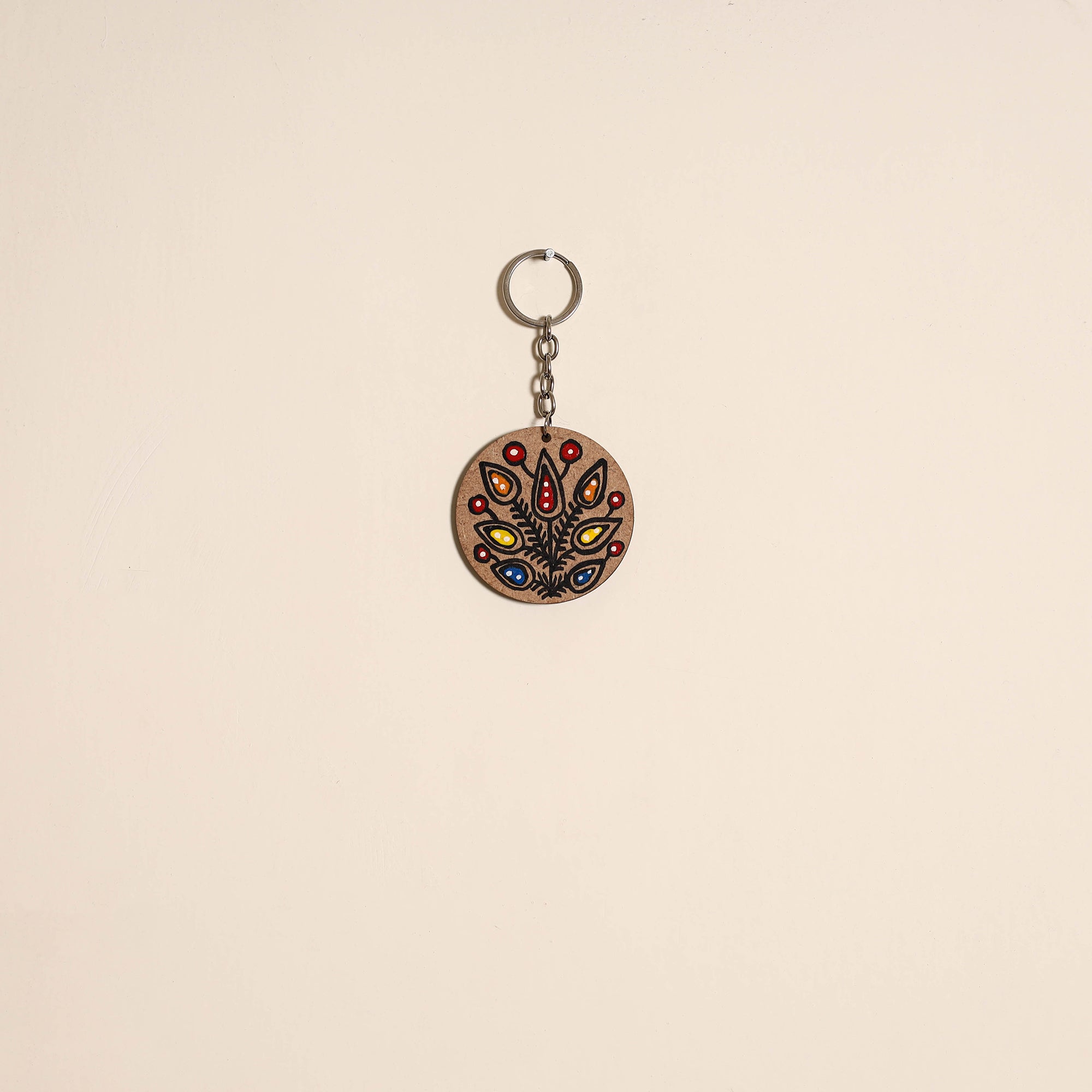 Madhubani handpainted wooden keychain 20 - handcrafted
