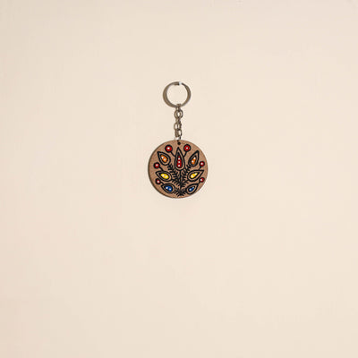 Madhubani handpainted wooden keychain 20 - handcrafted