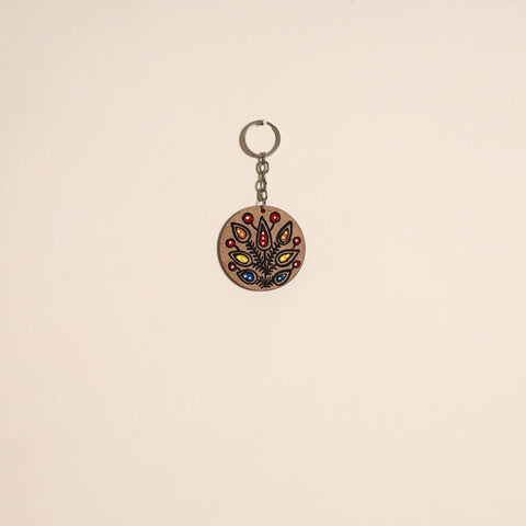 Madhubani handpainted wooden keychain 20 - handcrafted