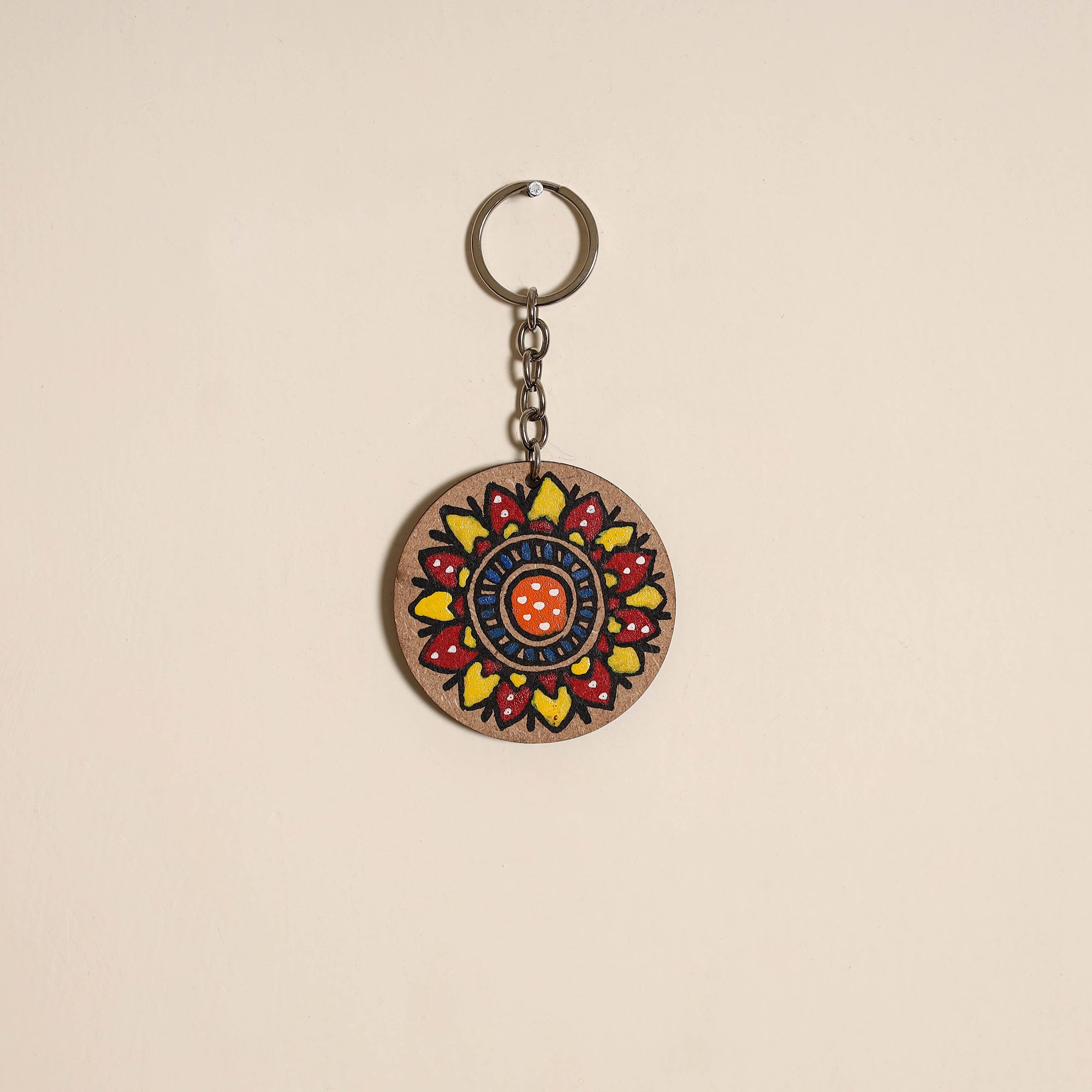 Madhubani handpainted wooden keychain 21 - handcrafted