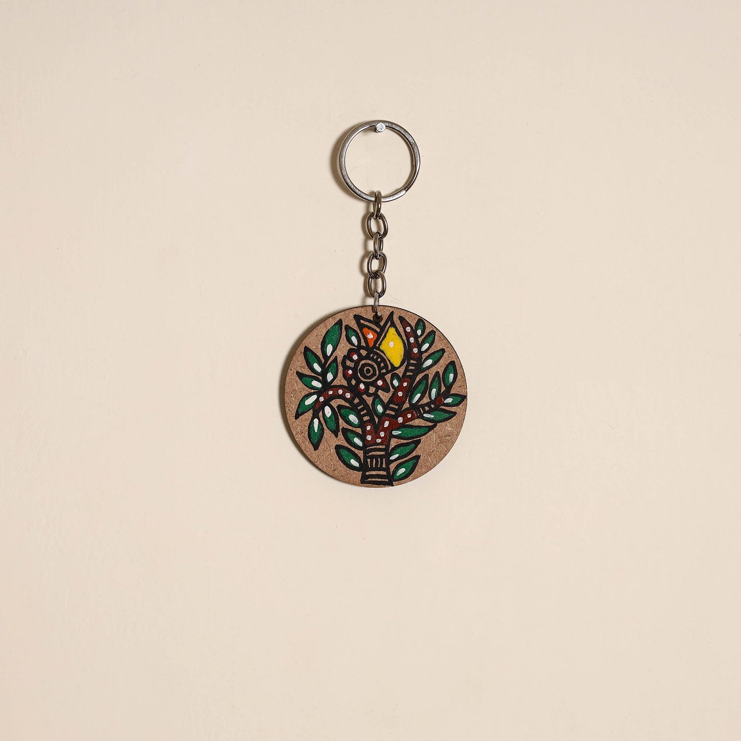 Madhubani handpainted wooden keychain 22 - handcrafted