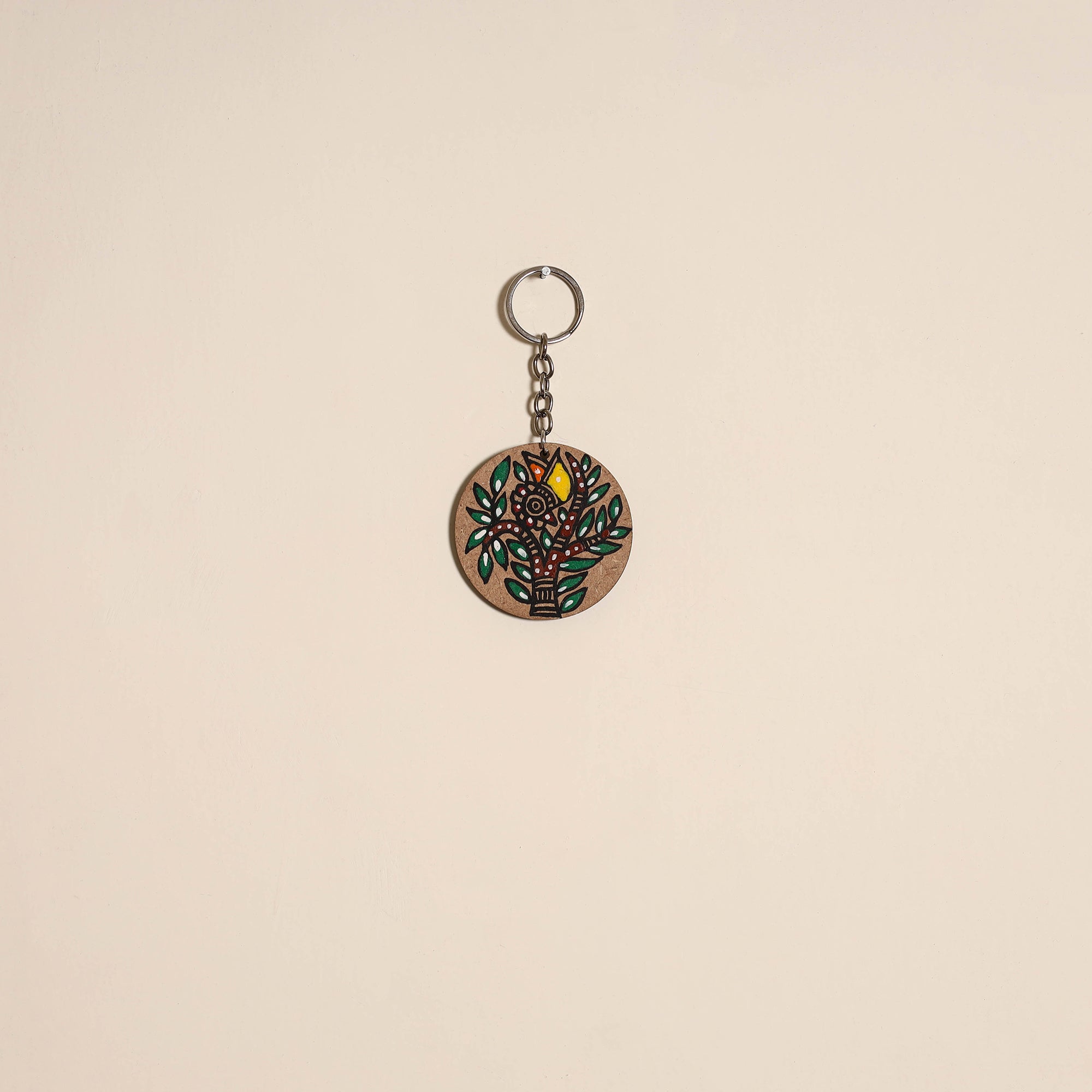 Madhubani handpainted wooden keychain 22 - handcrafted