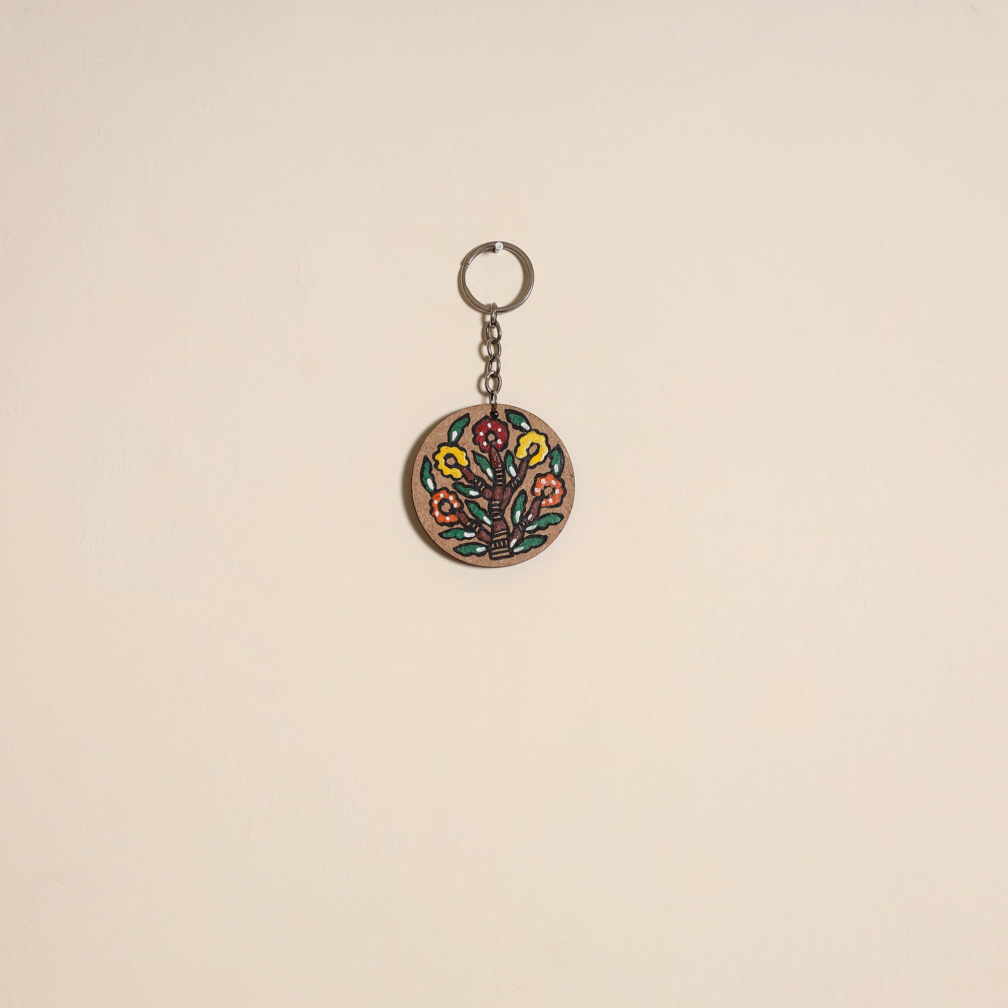 Madhubani handpainted wooden keychain 23 - handcrafted