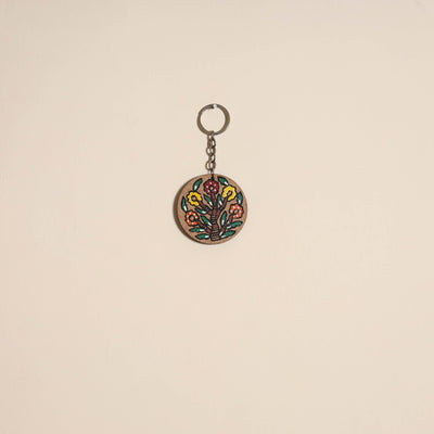 Madhubani handpainted wooden keychain 23 - handcrafted
