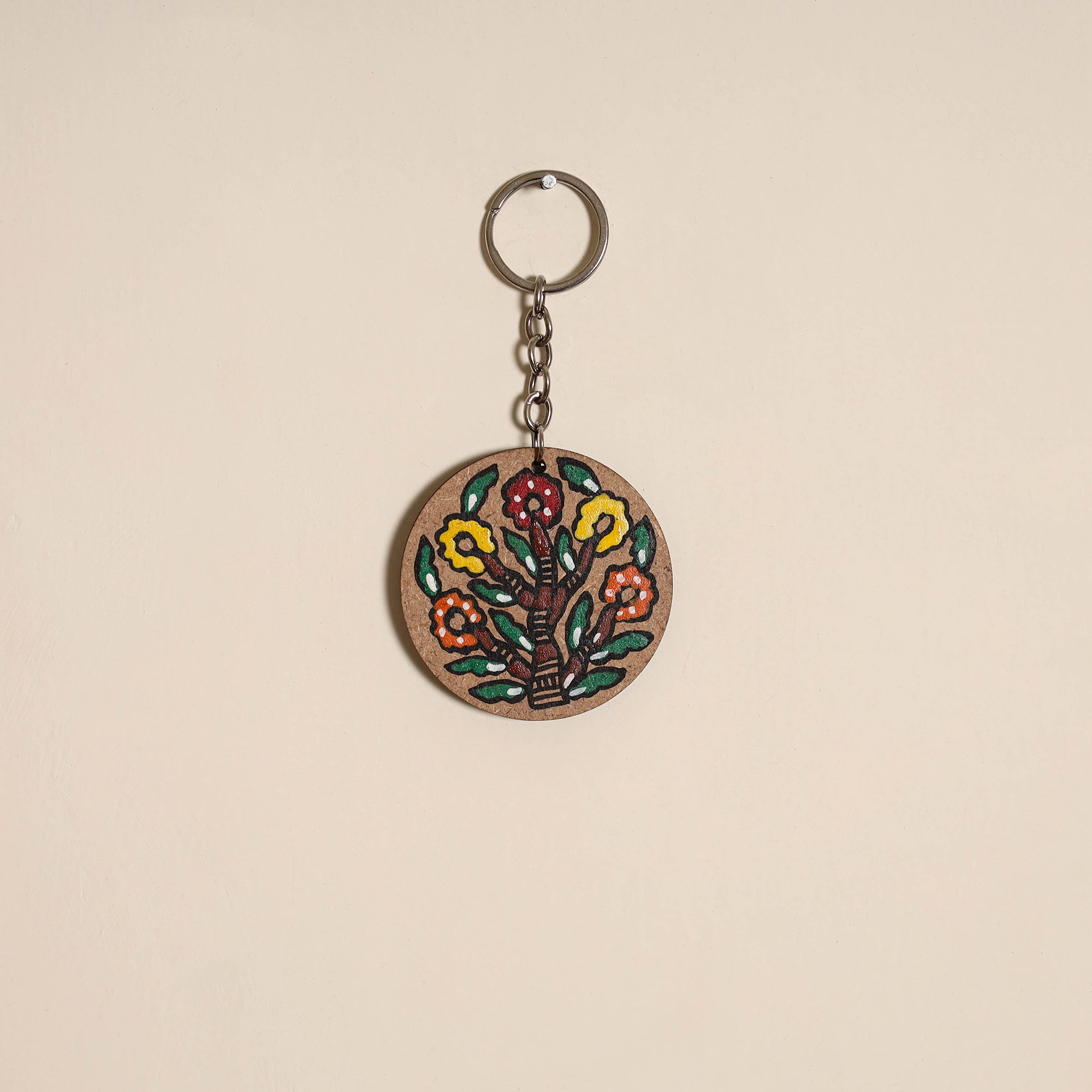 Madhubani handpainted wooden keychain 23 - handcrafted