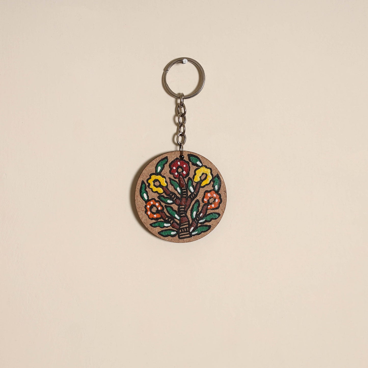 Madhubani handpainted wooden keychain 23 - handcrafted