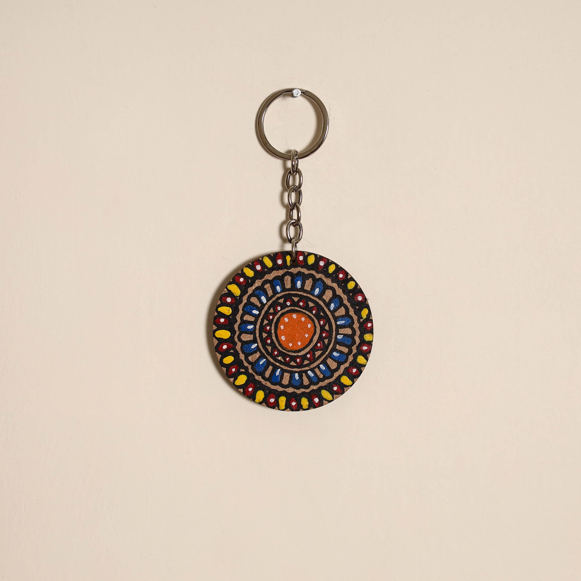 Madhubani handpainted wooden keychain 24 - handcrafted