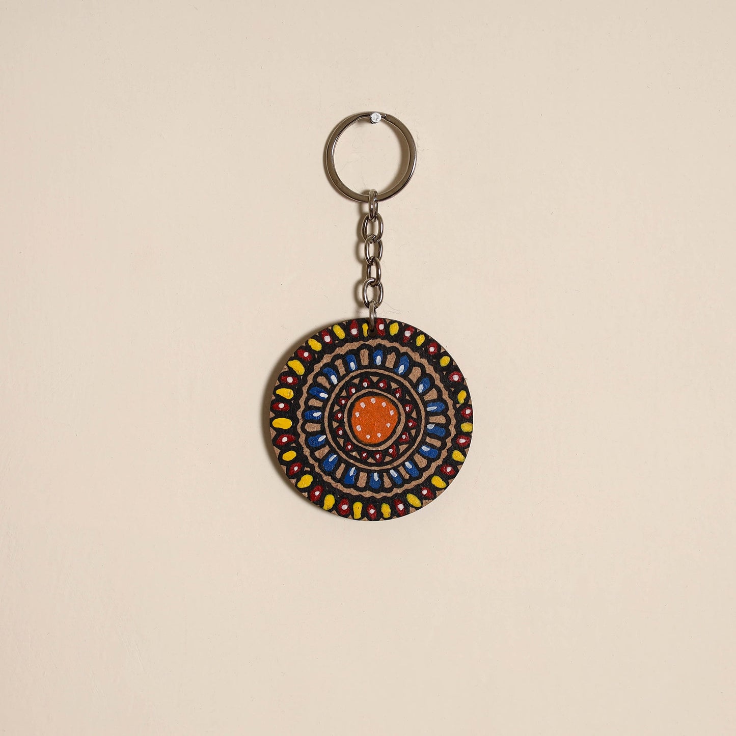 Madhubani handpainted wooden keychain 24 - handcrafted