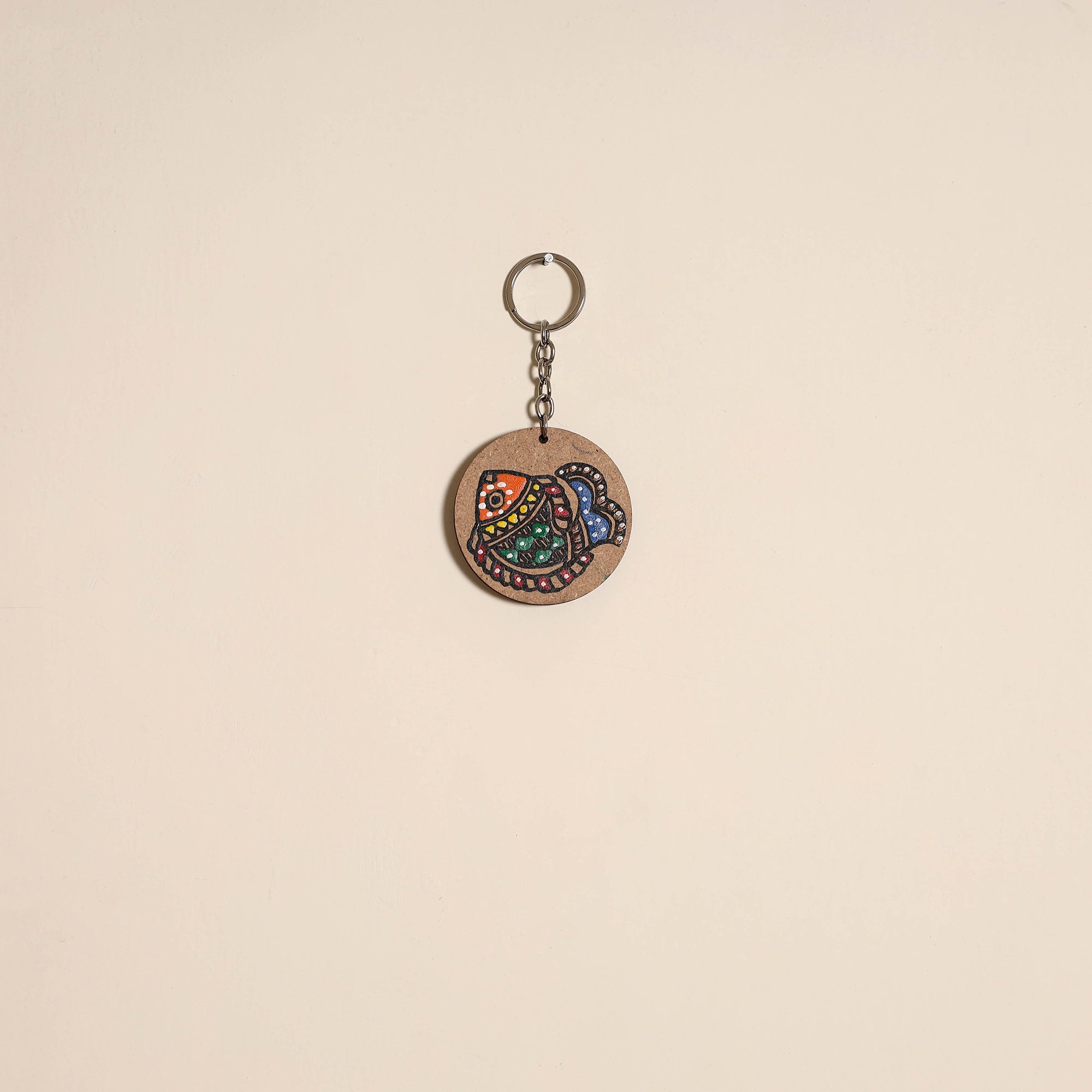 Madhubani handpainted wooden keychain 25 - handcrafted