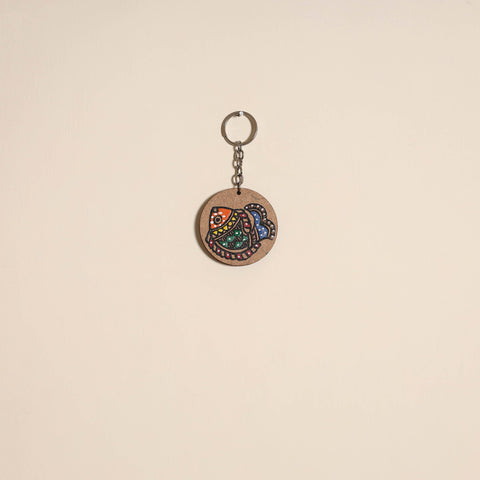 Madhubani handpainted wooden keychain 25 - handcrafted