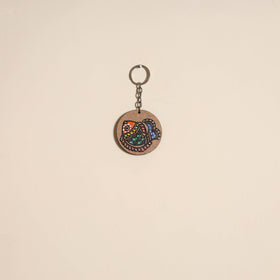 Madhubani handpainted wooden keychain 25 - handcrafted