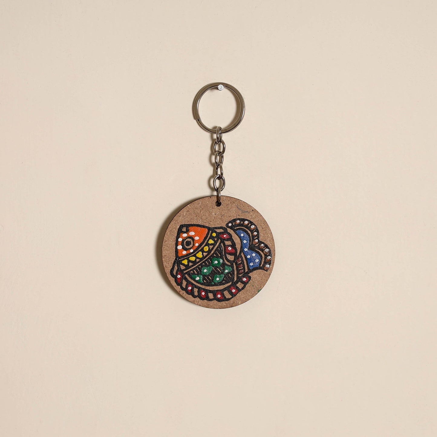 Madhubani handpainted wooden keychain 25 - handcrafted