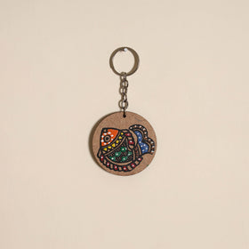 Madhubani handpainted wooden keychain 25 - handcrafted