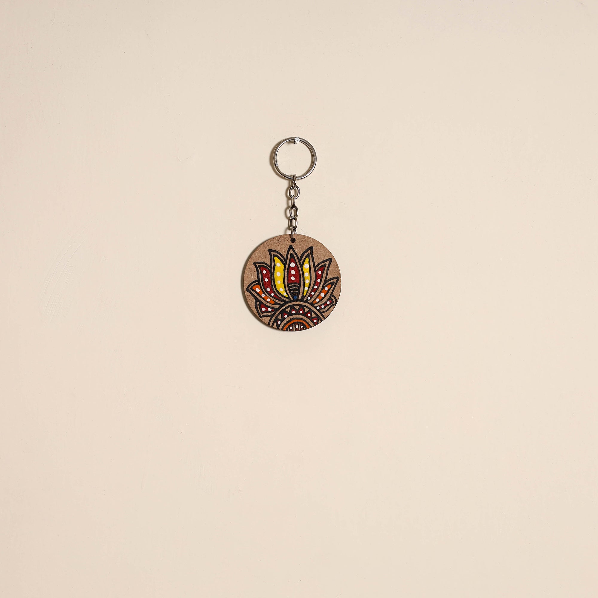 Madhubani handpainted wooden keychain 27 - handcrafted