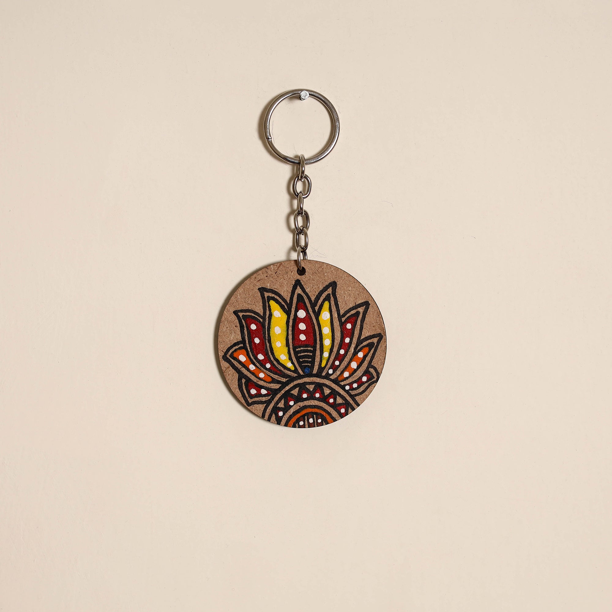 Madhubani handpainted wooden keychain 27 - handcrafted