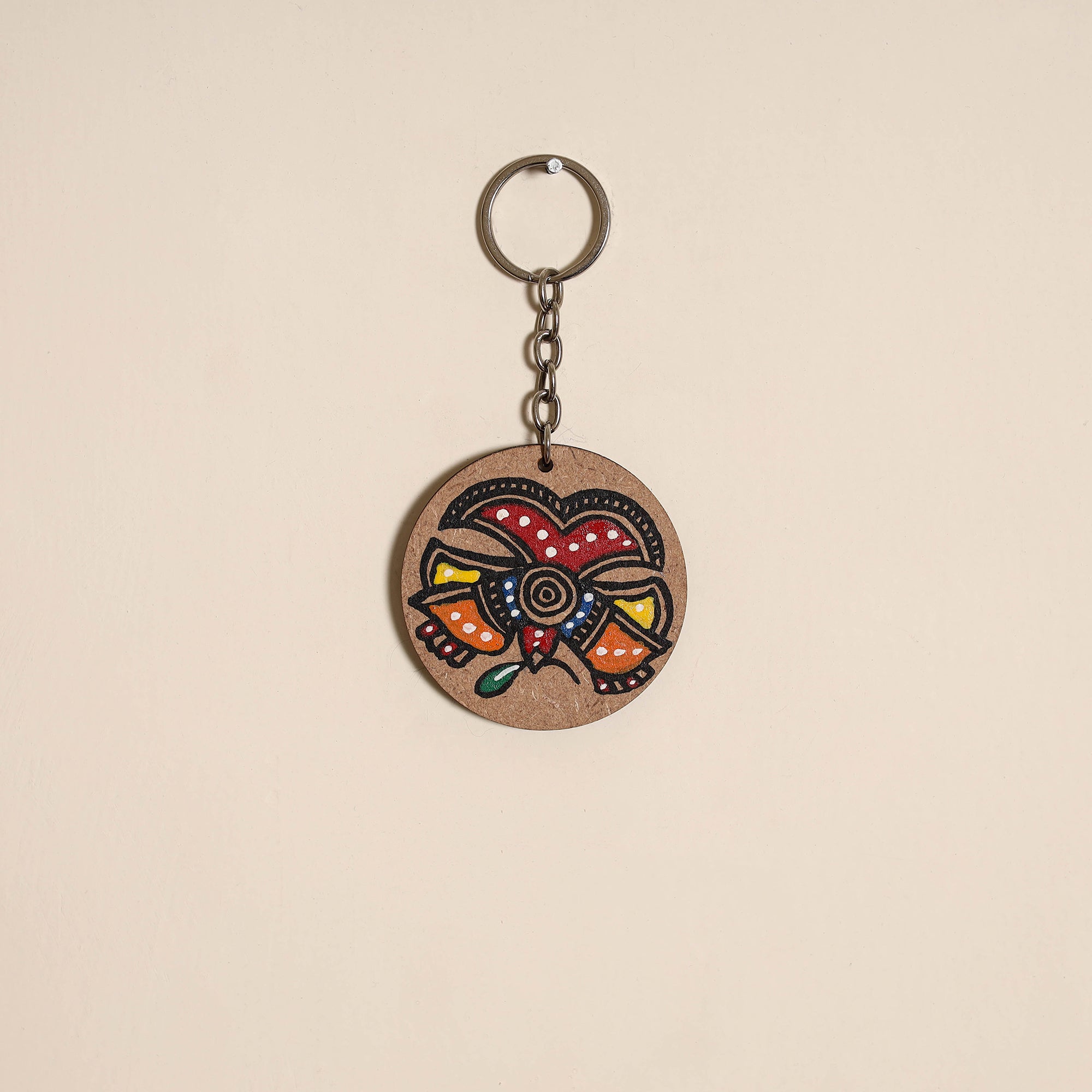 Madhubani handpainted wooden keychain 28 - handcrafted