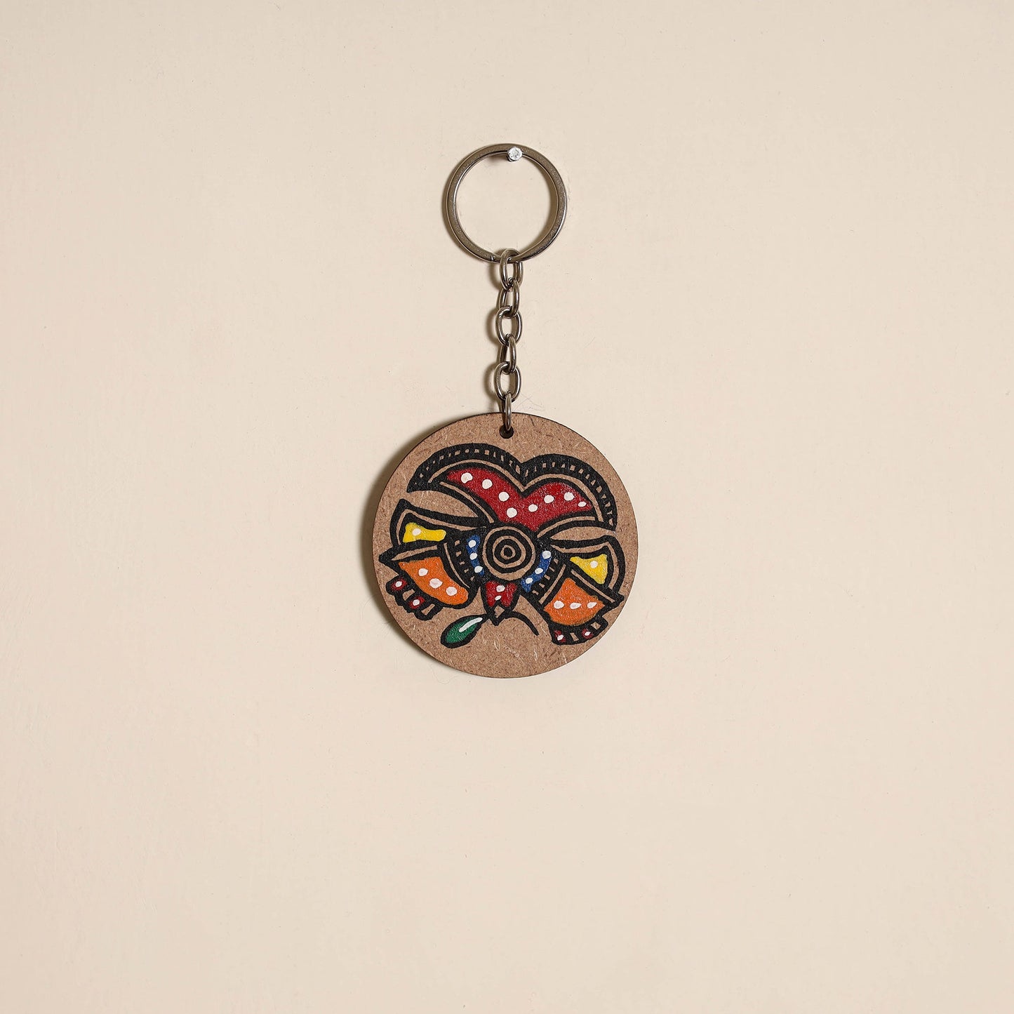 Madhubani handpainted wooden keychain 28 - handcrafted