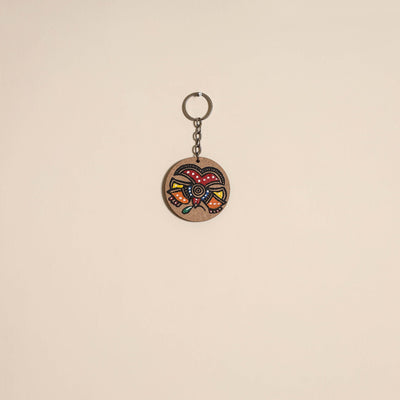 Madhubani handpainted wooden keychain 28 - handcrafted