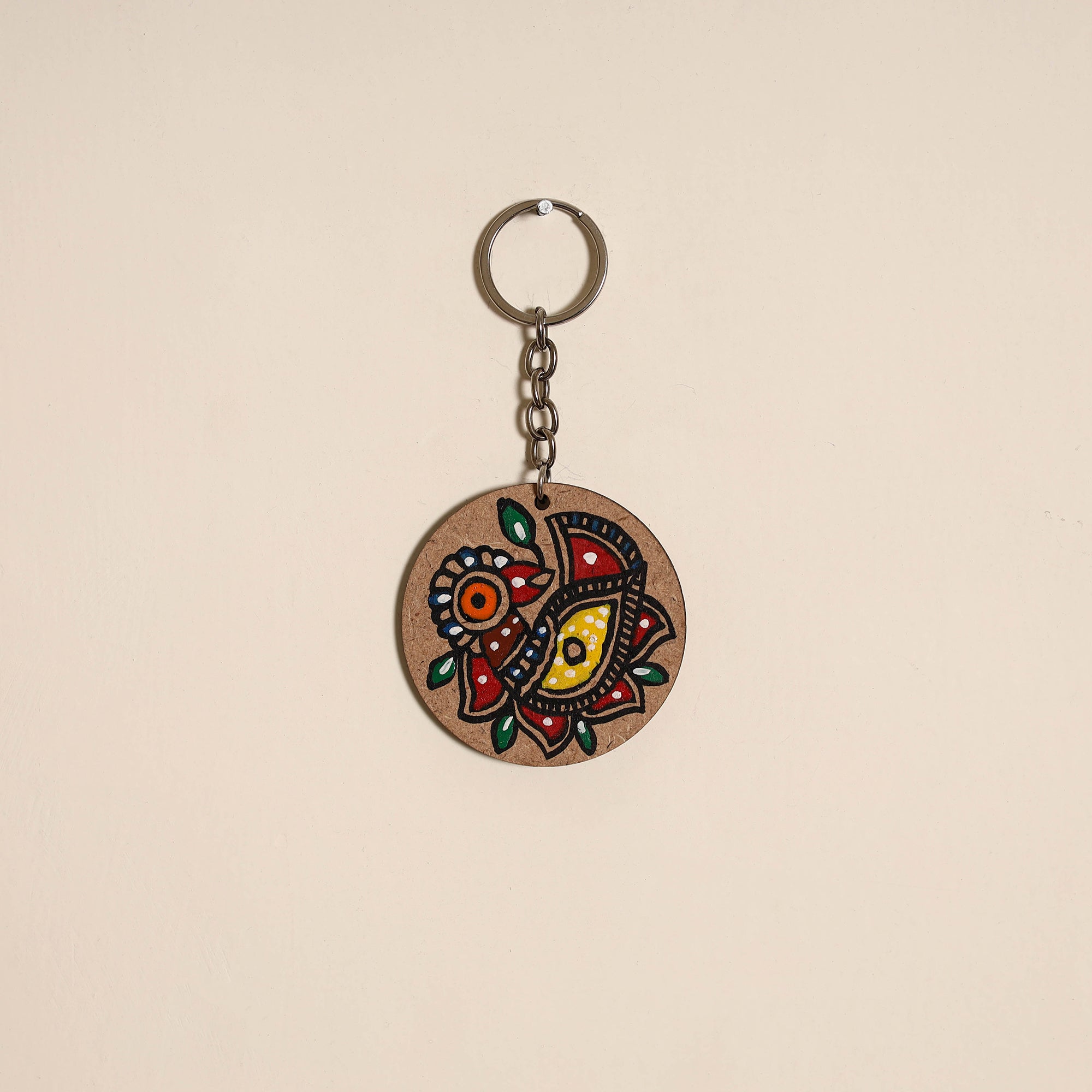 Madhubani handpainted wooden keychain 29 - handcrafted