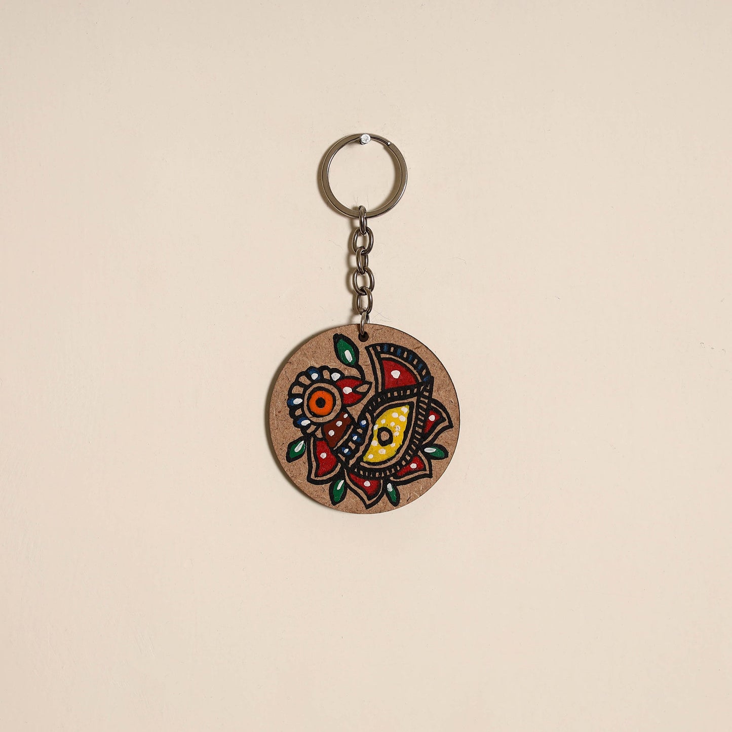Madhubani handpainted wooden keychain 29 - handcrafted