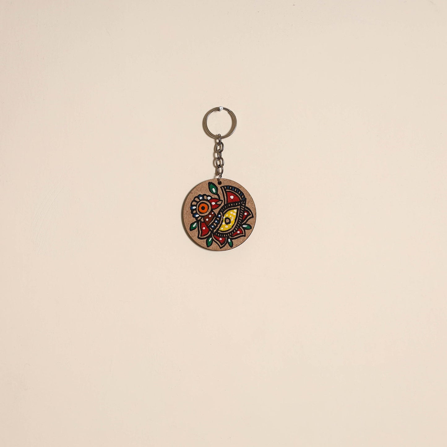 Madhubani handpainted wooden keychain 29 - handcrafted
