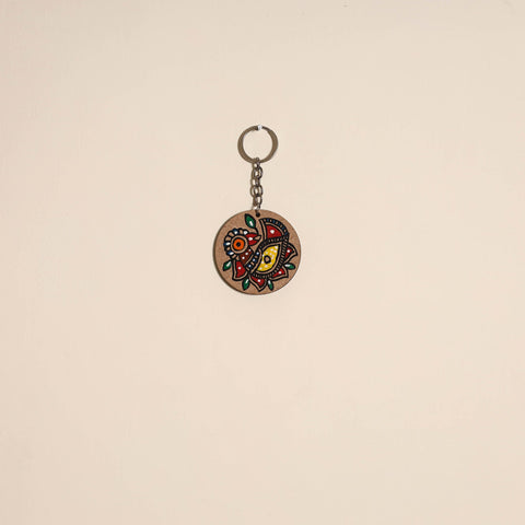 Madhubani handpainted wooden keychain 29 - handcrafted