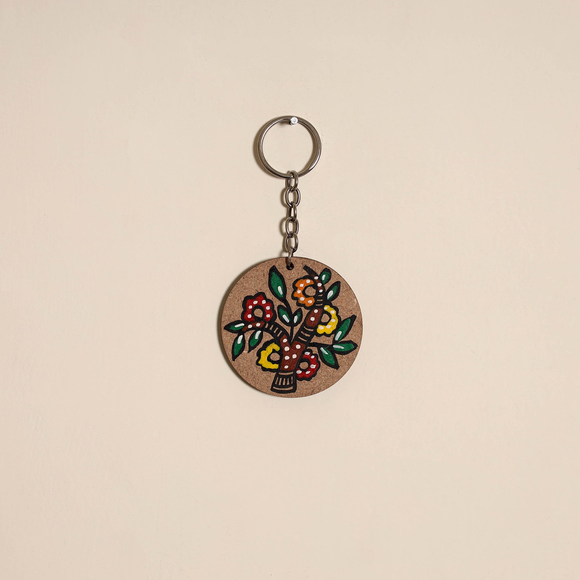 Madhubani handpainted wooden keychain 30 - handcrafted