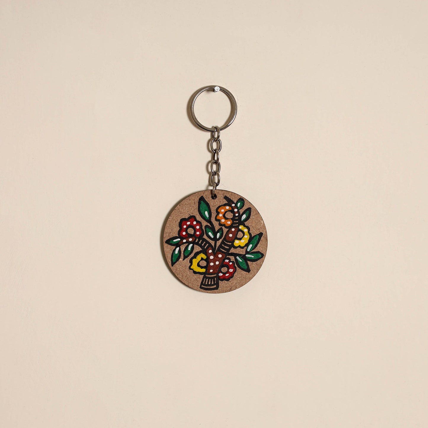 Madhubani handpainted wooden keychain 30 - handcrafted
