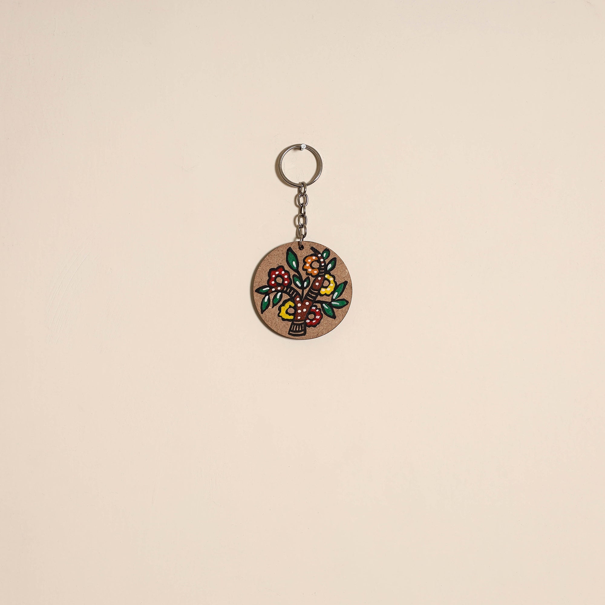 Madhubani handpainted wooden keychain 30 - handcrafted