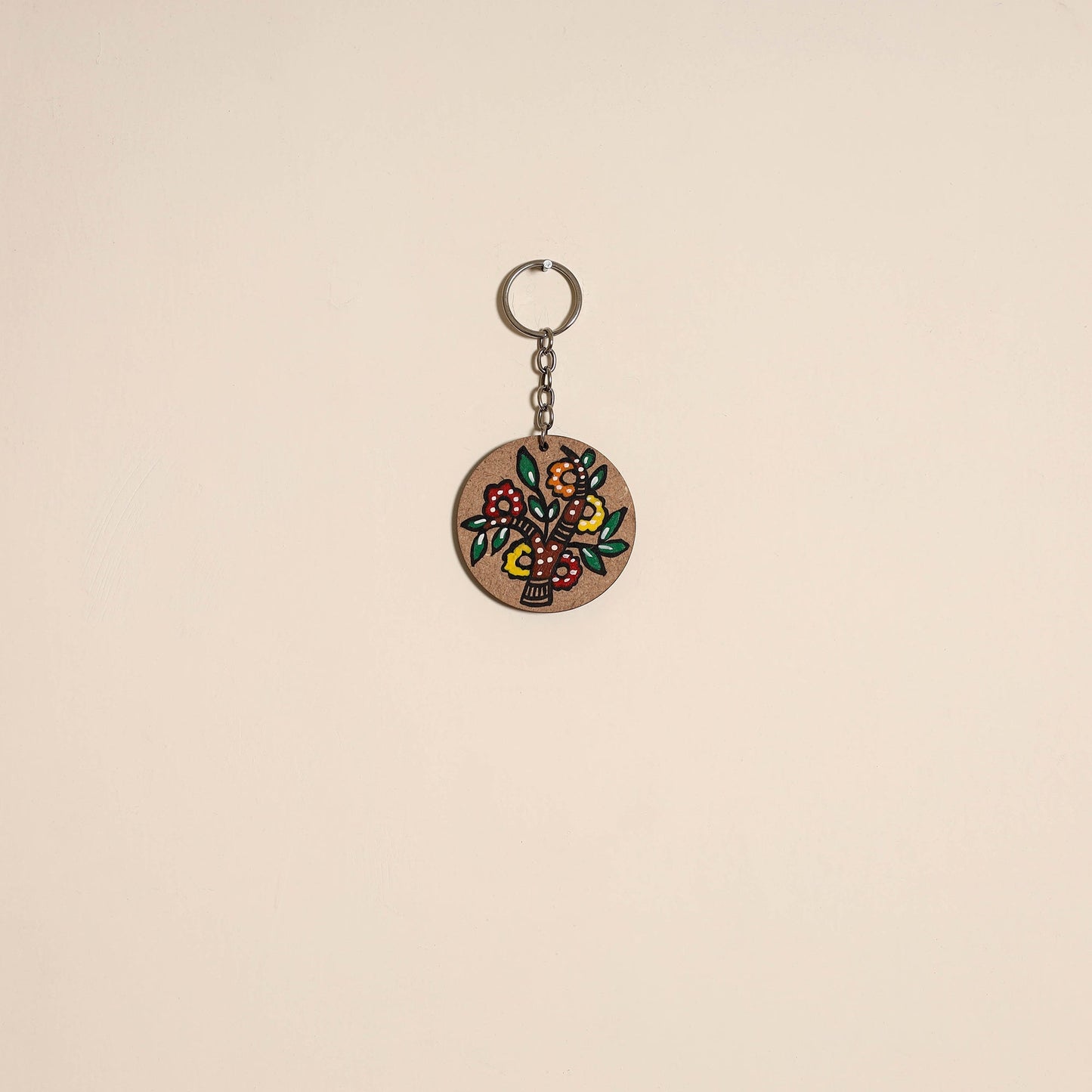 Madhubani handpainted wooden keychain 30 - handcrafted