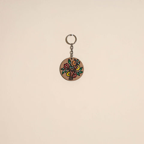 Madhubani handpainted wooden keychain 30 - handcrafted