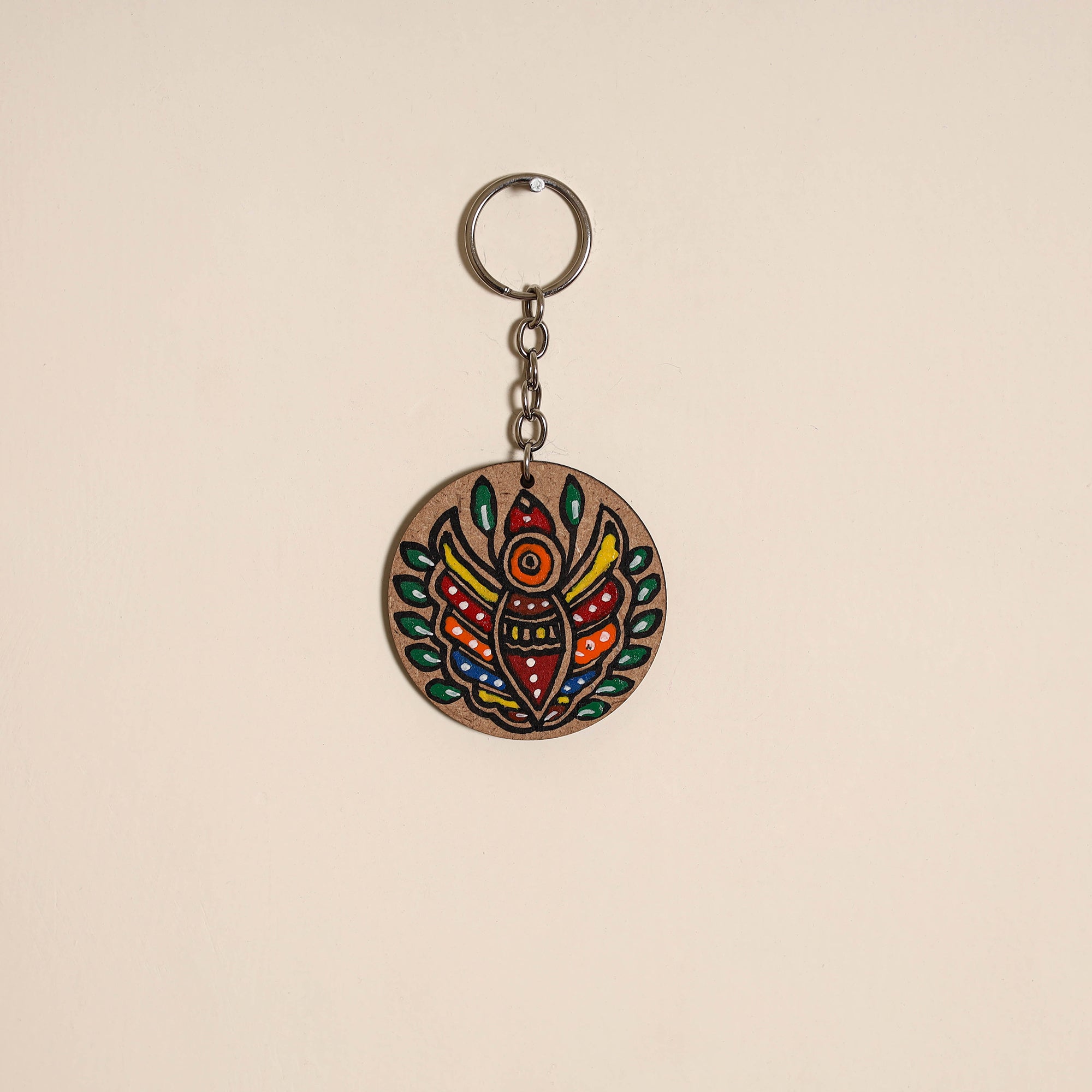 Madhubani handpainted wooden keychain 31 - handcrafted